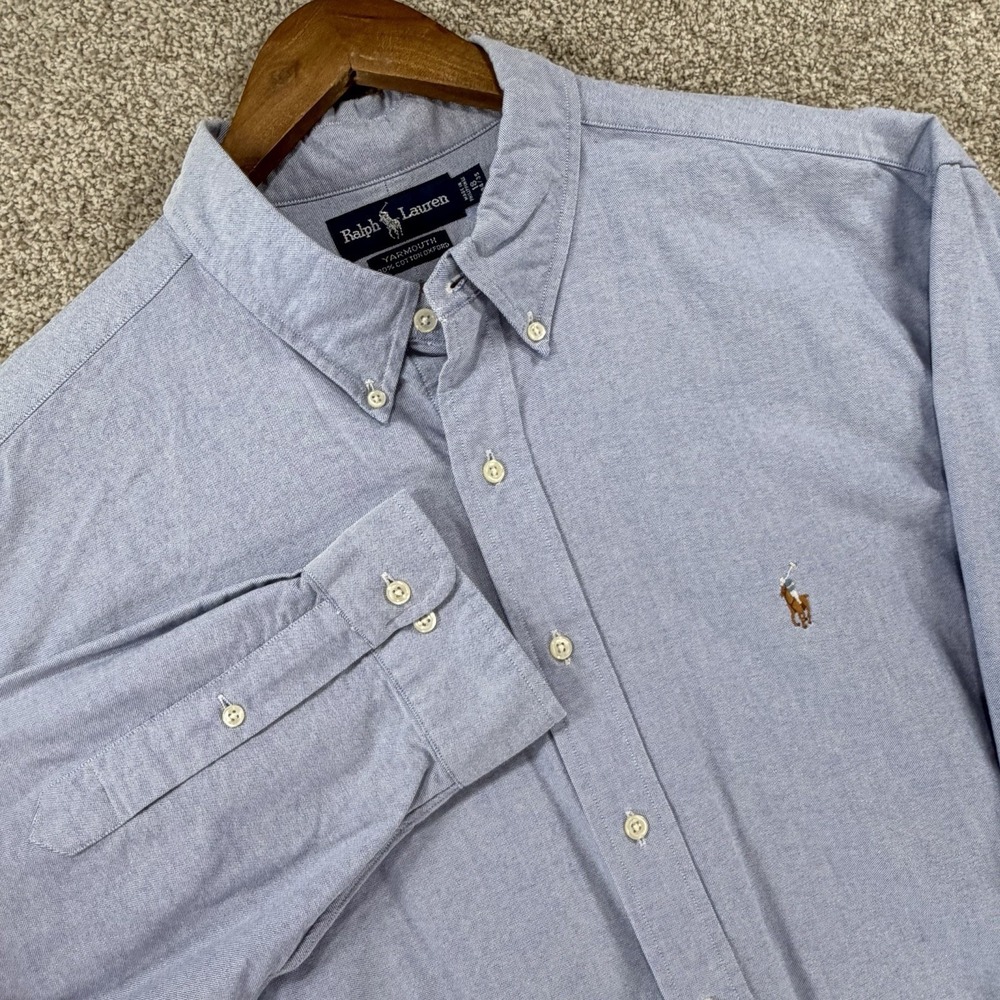 Ralph Lauren Yarmouth Button Down Shirt 18 34/35 Light Blue Flesh Pony Business